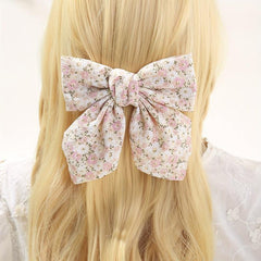 2PCS Romantic Bowknot Hair Clip Floral Barrette Hair Accessories