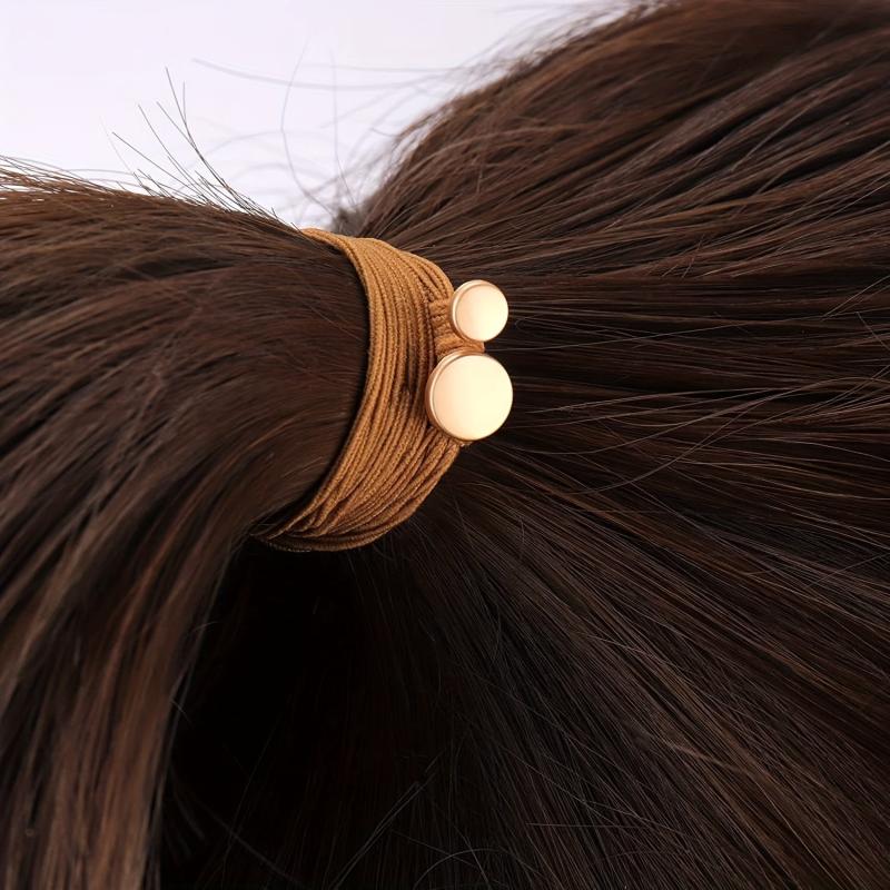 18pcs Boho Style Hair Ties Metal Charm Elastic Ponytail Holder Hair Accessories