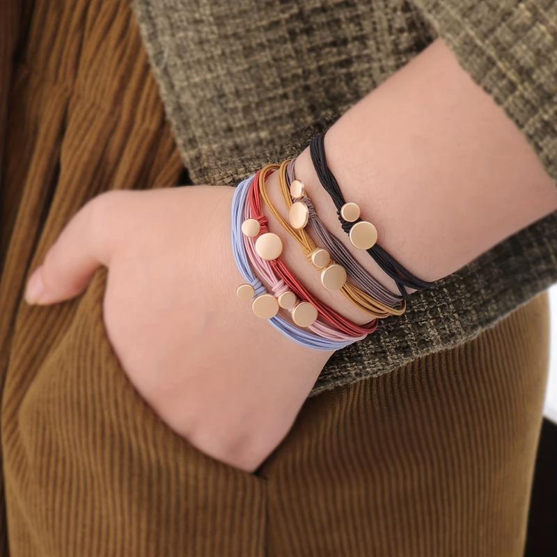 18pcs Boho Style Hair Ties Metal Charm Elastic Ponytail Holder Hair Accessories