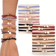 18pcs Boho Style Hair Ties Metal Charm Elastic Ponytail Holder Hair Accessories