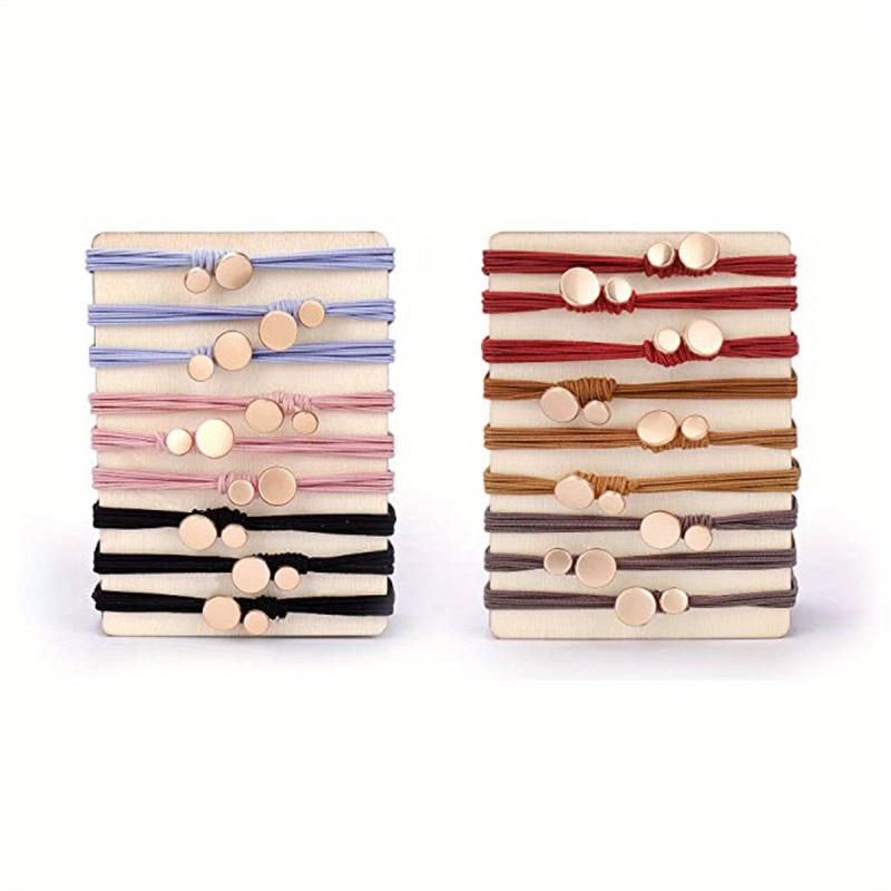 18pcs Boho Style Hair Ties Metal Charm Elastic Ponytail Holder Hair Accessories