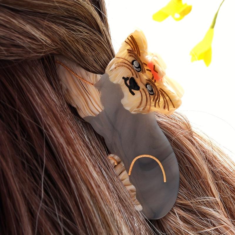 Acrylic Brown Dog Hair Clip Non-slip Large Shark Claw Hair Accessories