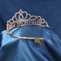 Rose Gold Rhinestone Tiara Headband Birthday Crown for Women Girls
