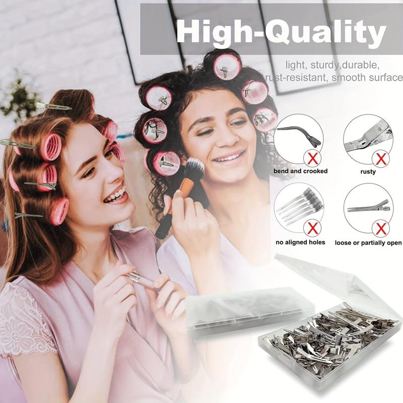 60Pcs Silvery Metal Duck Billed Hair Clips Women Styling Salon Accessories