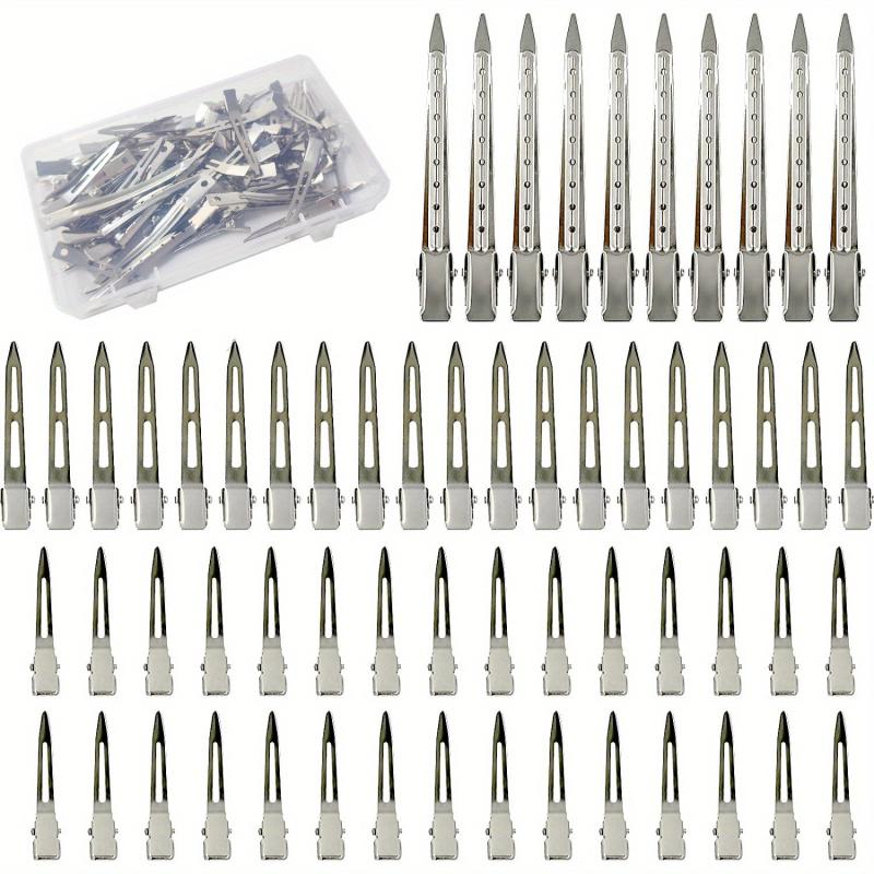 60Pcs Silvery Metal Duck Billed Hair Clips Women Styling Salon Accessories