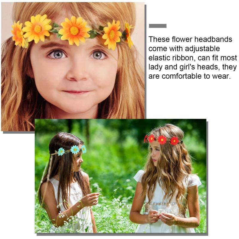 7pcs Flower Headband Women's Floral Hair Band Vacation Wreath Hair Accessories