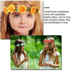7pcs Flower Headband Women's Floral Hair Band Vacation Wreath Hair Accessories