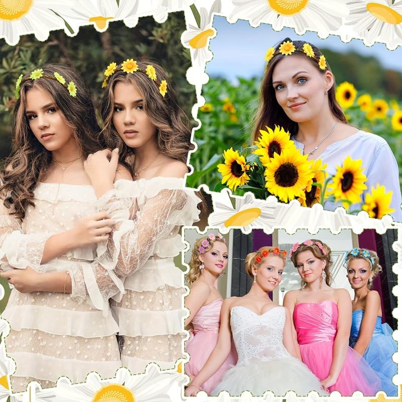 7pcs Flower Headband Women's Floral Hair Band Vacation Wreath Hair Accessories
