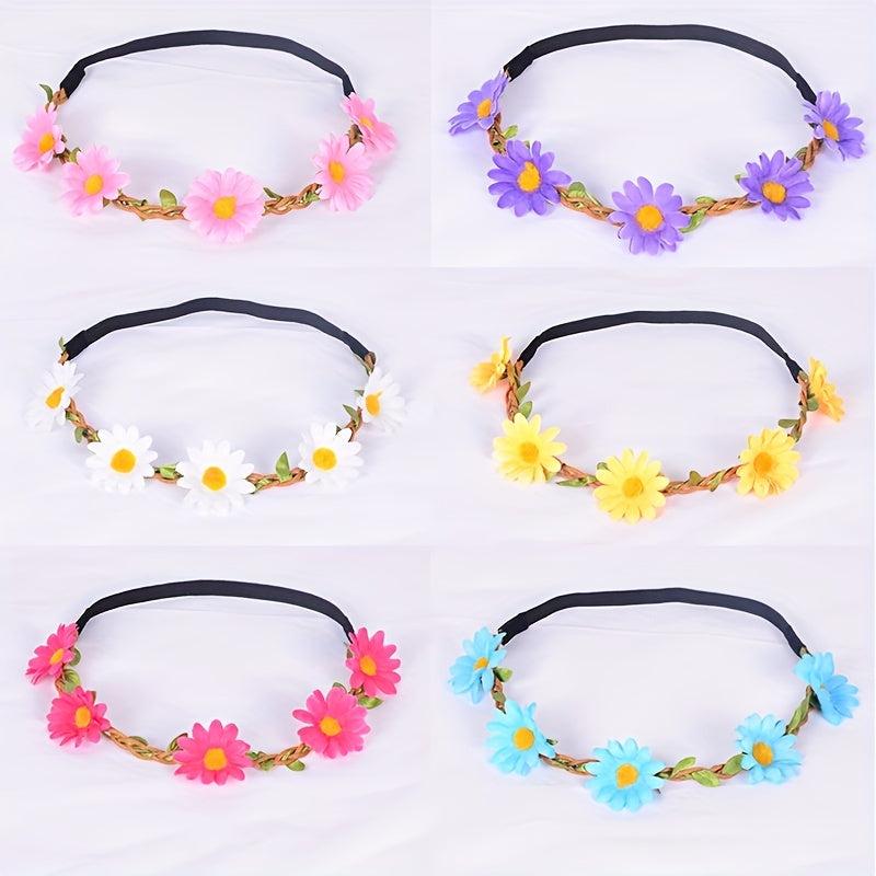 7pcs Flower Headband Women's Floral Hair Band Vacation Wreath Hair Accessories