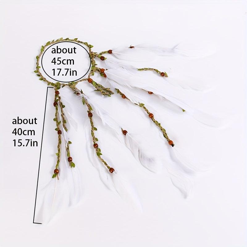 Boho Feather Hair Rope Hippie Headband Western Style Accessories
