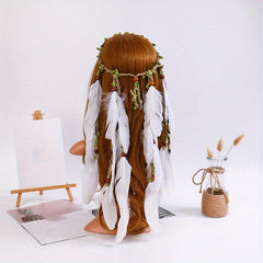 Boho Feather Hair Rope Hippie Headband Western Style Accessories