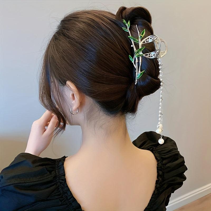 Chinese Style Bamboo Shape Hair Claw with Tassel Hair Clip