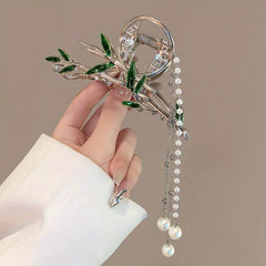 Chinese Style Bamboo Shape Hair Claw with Tassel Hair Clip