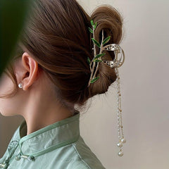 Chinese Style Bamboo Shape Hair Claw with Tassel Hair Clip
