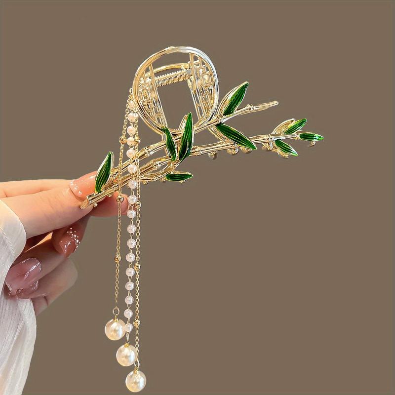 Chinese Style Bamboo Shape Hair Claw with Tassel Hair Clip