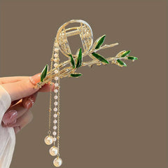 Chinese Style Bamboo Shape Hair Claw with Tassel Hair Clip