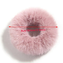 6pcs Furry Elastic Rabbit Hair Scrunchies Pompom Ponytail Holder Hair Bands Ties