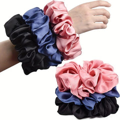 3pcs Large Silk Scrunchies Hair Tie Satin Hair Rope Elastic Ponytail Holder