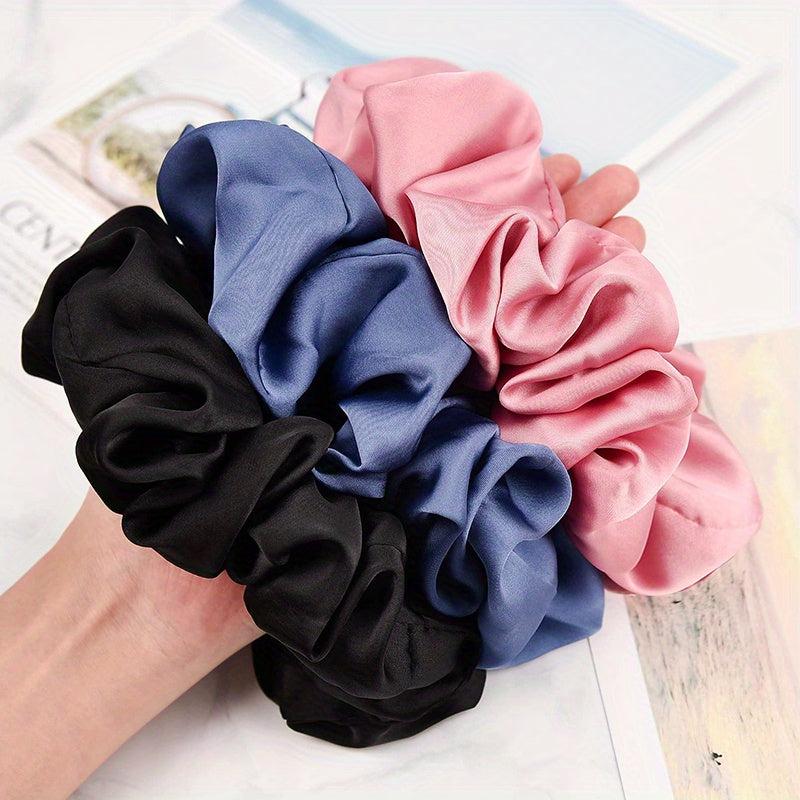 3pcs Large Silk Scrunchies Hair Tie Satin Hair Rope Elastic Ponytail Holder