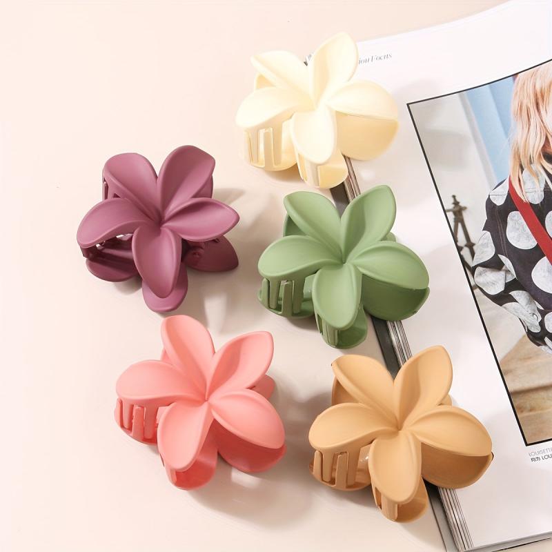 Matte Flower Shape Hair Claw Solid Shark Claw Ponytail Holder Hair Accessories
