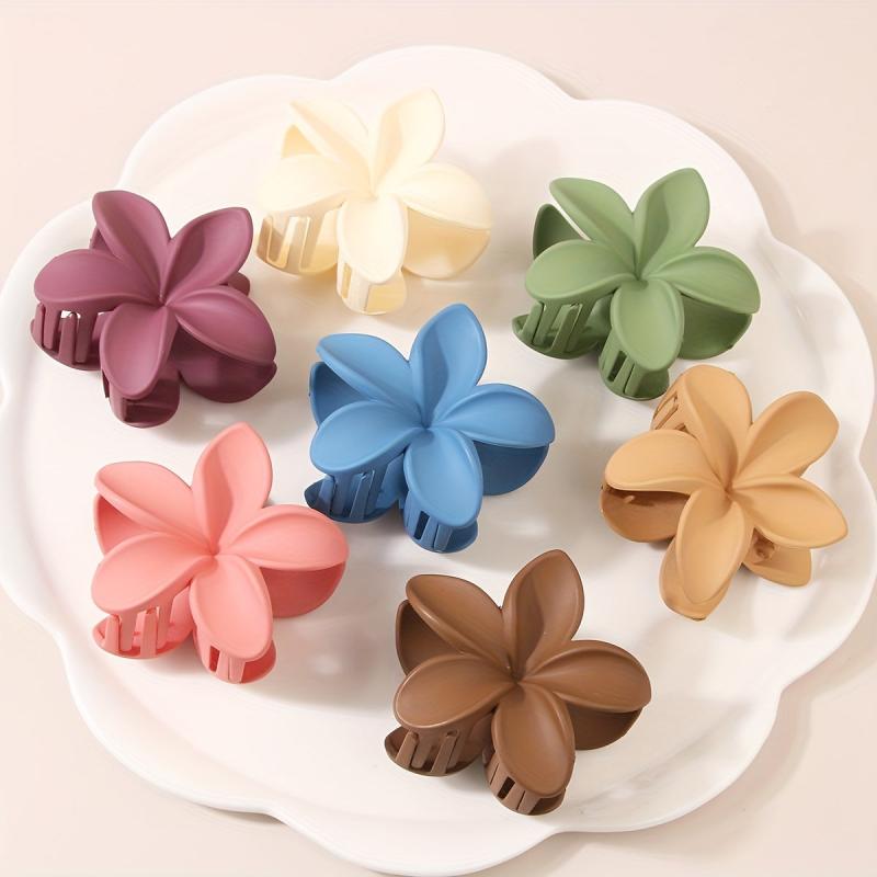 Matte Flower Shape Hair Claw Solid Shark Claw Ponytail Holder Hair Accessories
