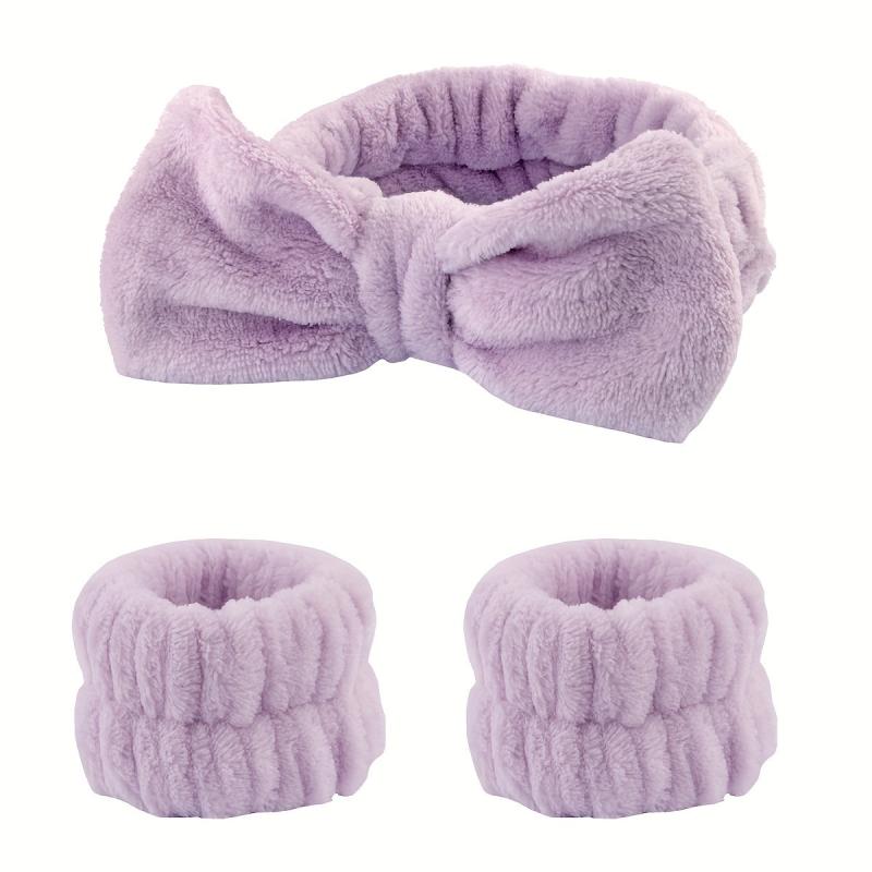 3pcs Plush Head Hoop & Wristbands Set for Women