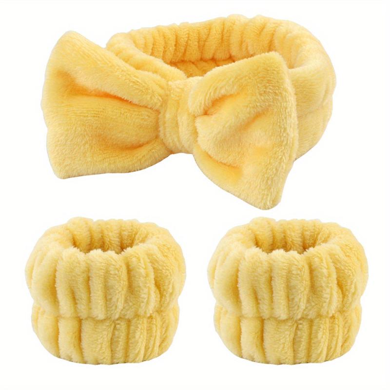 3pcs Plush Head Hoop & Wristbands Set for Women