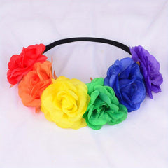 LGBT Rainbow Flower Headband, Pride Month Accessory
