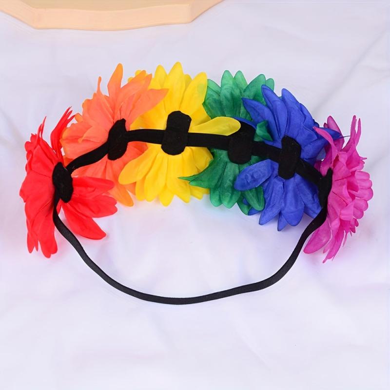 LGBT Rainbow Flower Headband, Pride Month Accessory