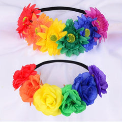 LGBT Rainbow Flower Headband, Pride Month Accessory