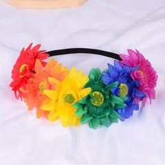 LGBT Rainbow Flower Headband, Pride Month Accessory