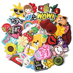 60pcs Random Embroidered Iron On Patches DIY Accessories For Jacket Hat Backpack