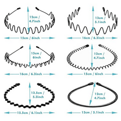 6 Metal Wavy Hairband Spring Hair Hoop Sports Headbands
