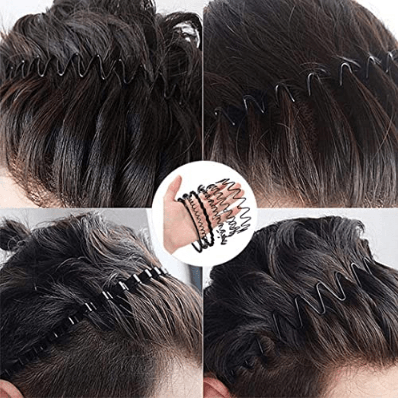 6 Metal Wavy Hairband Spring Hair Hoop Sports Headbands