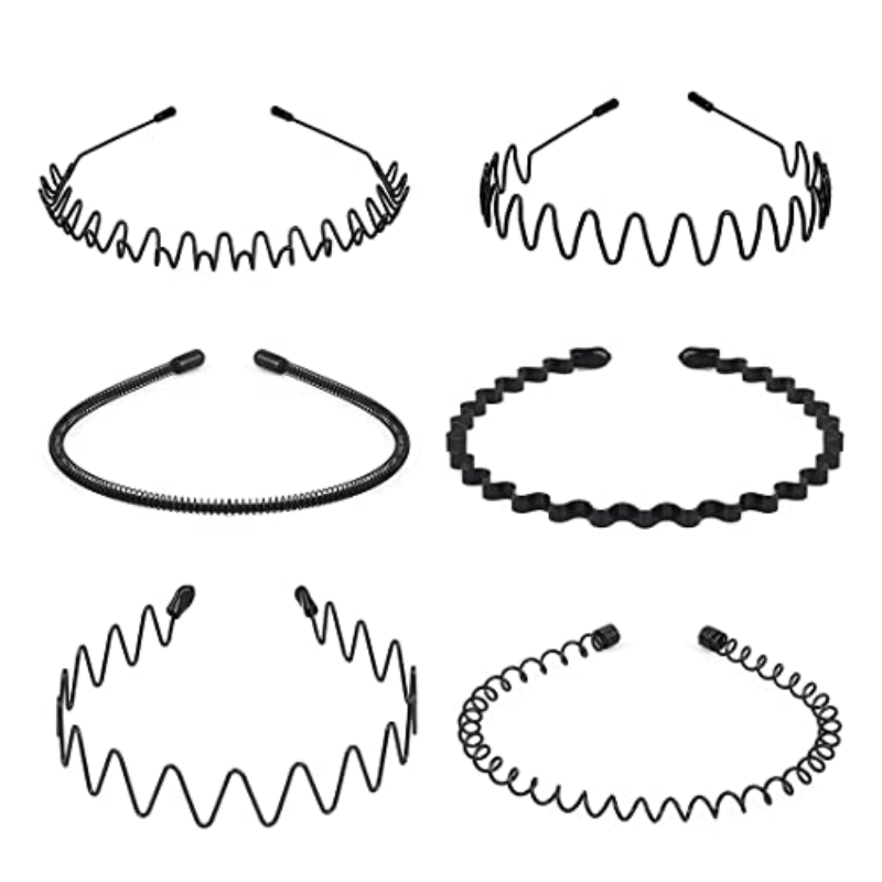 6 Metal Wavy Hairband Spring Hair Hoop Sports Headbands