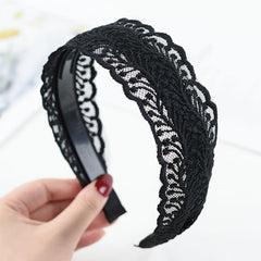 Wide Lace Hairband With Teeth Solid Headband Party Prom Hair Accessories