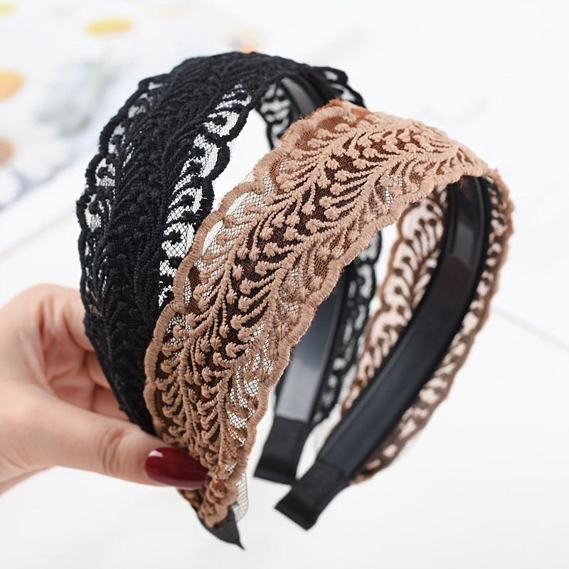 Wide Lace Hairband With Teeth Solid Headband Party Prom Hair Accessories