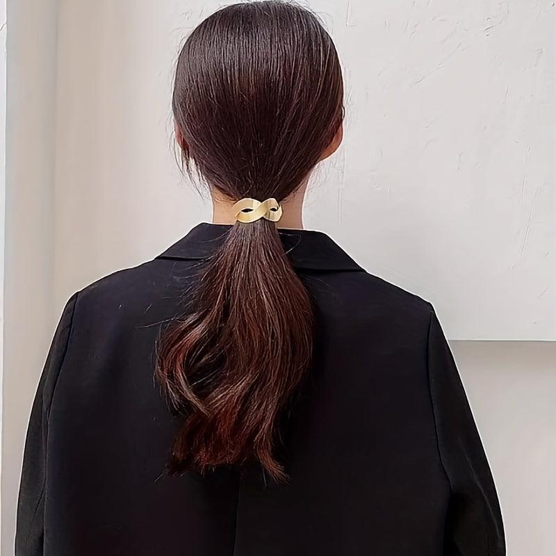 2 PCS Metal Hair Rope Twisted Metal Cross Hair Rope
