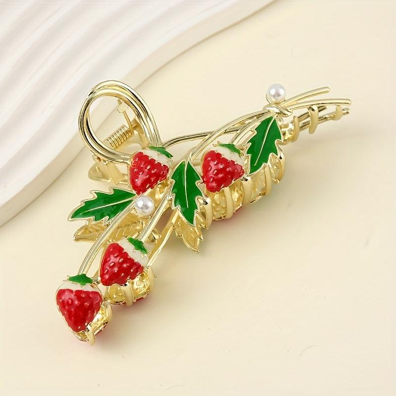 Sweet Enamel Strawberry Hair Clip Claw Clip Female Headdress Clip