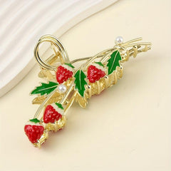 Sweet Enamel Strawberry Hair Clip Claw Clip Female Headdress Clip