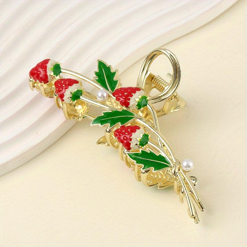 Sweet Enamel Strawberry Hair Clip Claw Clip Female Headdress Clip