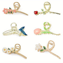 6pcs Flower Hair Claw Ponytail Holder Hair Accessories