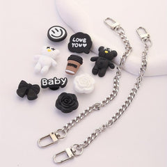 11pcs Cartoon Shoe Charm Set - Chain & Pattern Clogs Buckle For Sandal Slipper