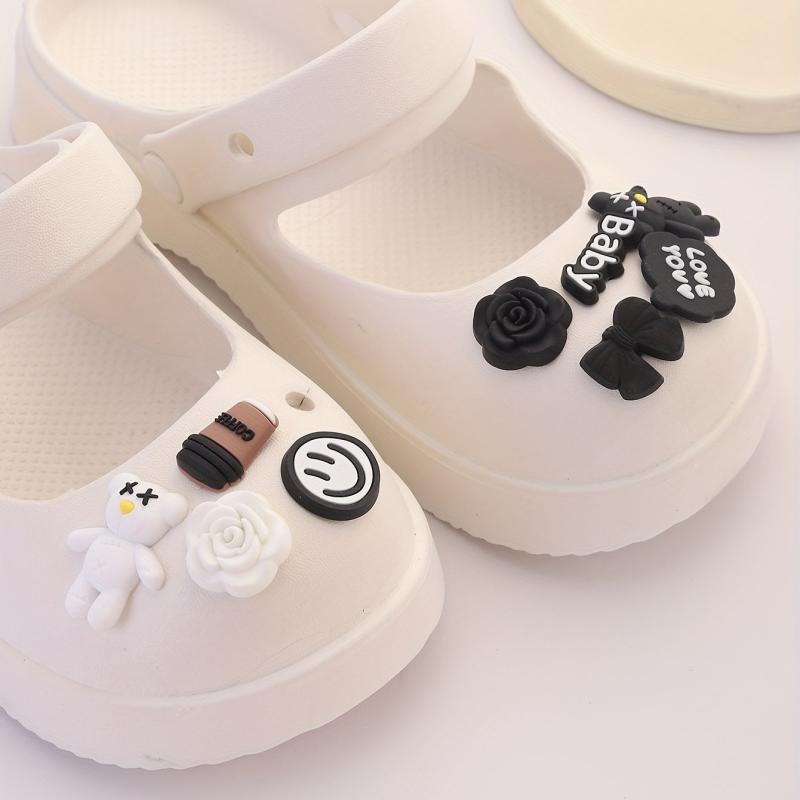 11pcs Cartoon Shoe Charm Set - Chain & Pattern Clogs Buckle For Sandal Slipper