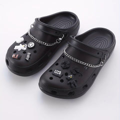 11pcs Cartoon Shoe Charm Set - Chain & Pattern Clogs Buckle For Sandal Slipper