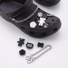 11pcs Cartoon Shoe Charm Set - Chain & Pattern Clogs Buckle For Sandal Slipper