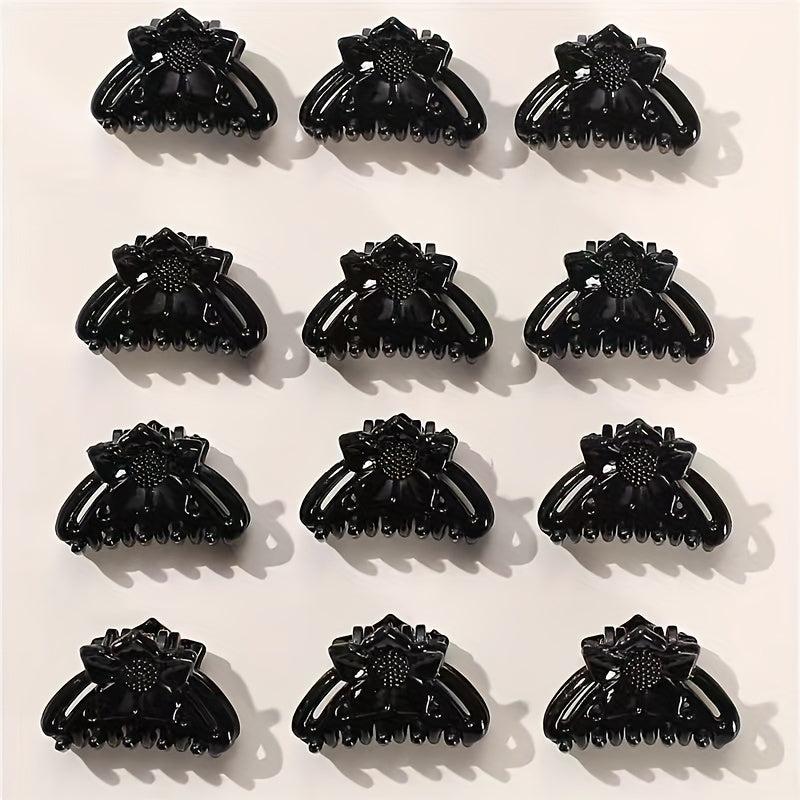 12pcs Small Flower Hair Claw Clip Strong Hold Hair Jaw Clip For Thick Hair