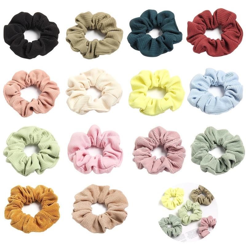Corduroy Striped Scrunchies For Women Girls - Soft Hair Scrunchie