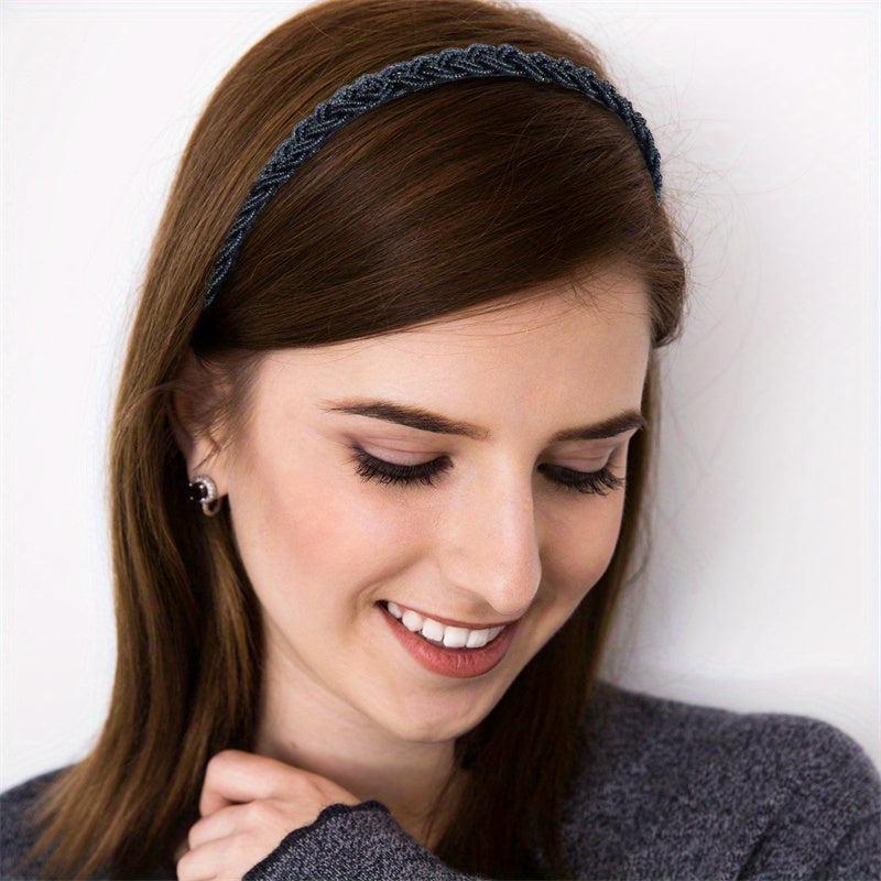 Retro Boho Beaded Hairband Solid Headband Hair Accessories for Women