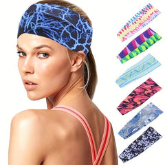 Colorful Pattern Sweatband for Women Stretchy Sports Headband